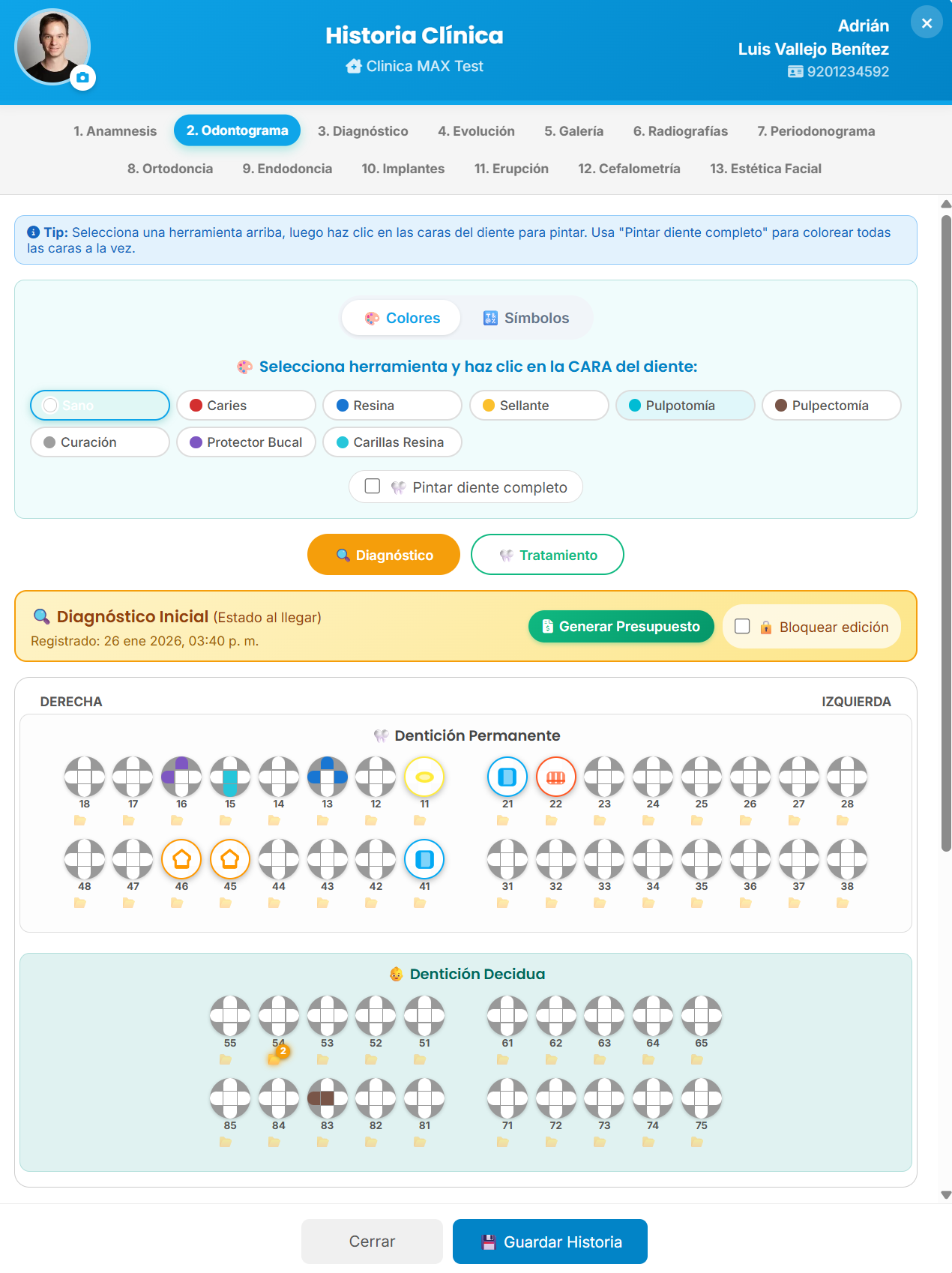 Odontograma Digital ClinicQ